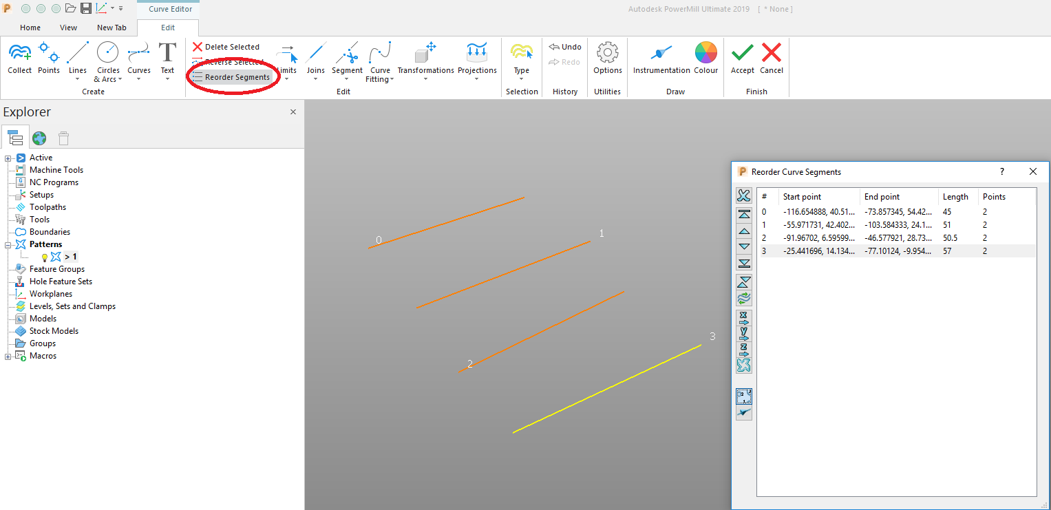 Sử dụng công cụ “Reorder Toolpath Segments” trong POWERMI